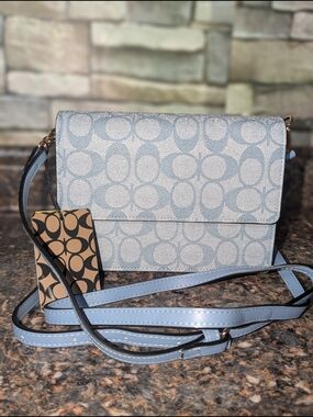 Inspired Pale Blue Signature Crossbody Bag